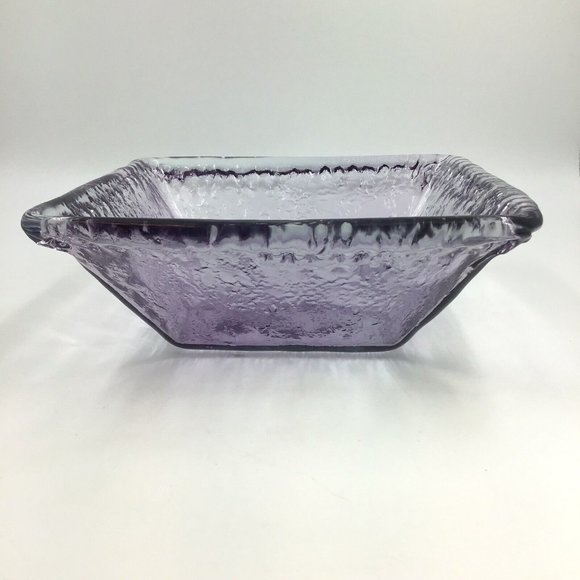 ECOGLASS Recycled Glass Serving Bowl Made in SPAIN Purple Hue Square EUC - Picture 3 of 9